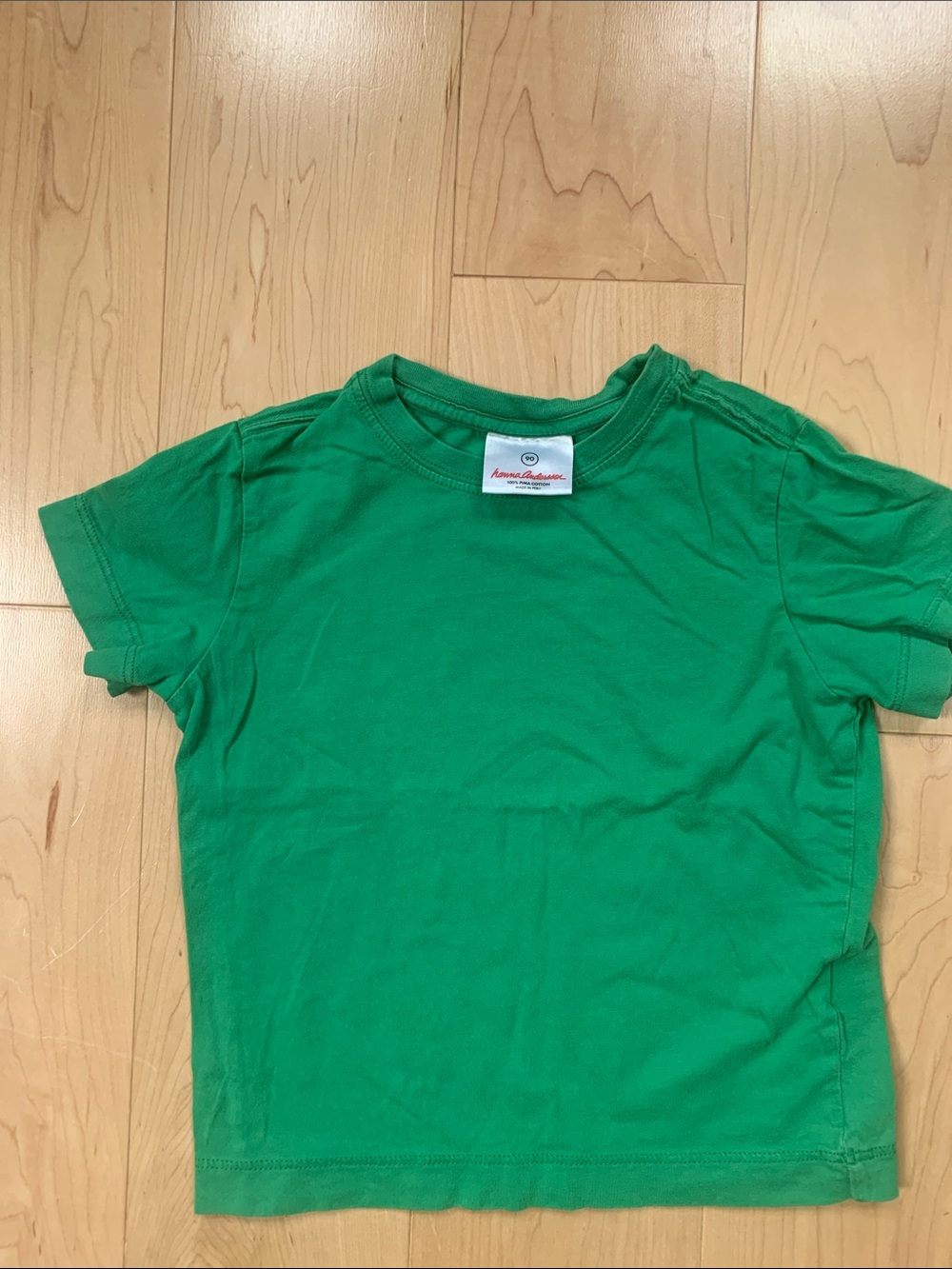 Hanna Andersson Bright Green Kids extra soft Short Sleeve Tee sz 90/ 3